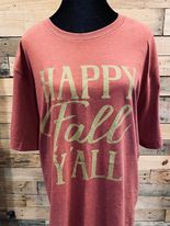 Happy Fall Y'all- red and gold tee
