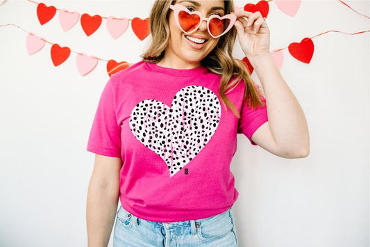 Spotted Heart- dark pink